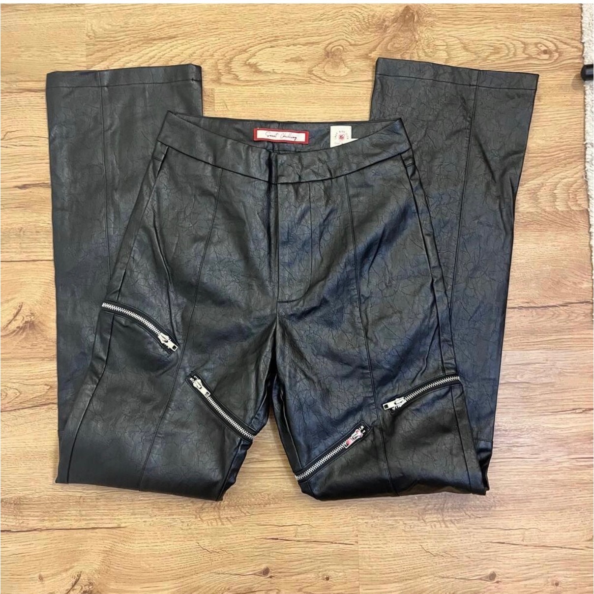 Sweet Chilling Pants Womens 26 Black Last Kiss Club Faux Leather Zipper Edgy — image 4 of 8